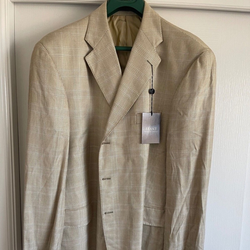 Arnold Brant windowpane 100% bamboo sport coat Size 48 R
